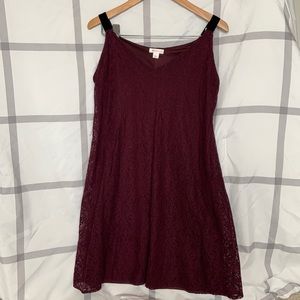 maroon lace mini dress